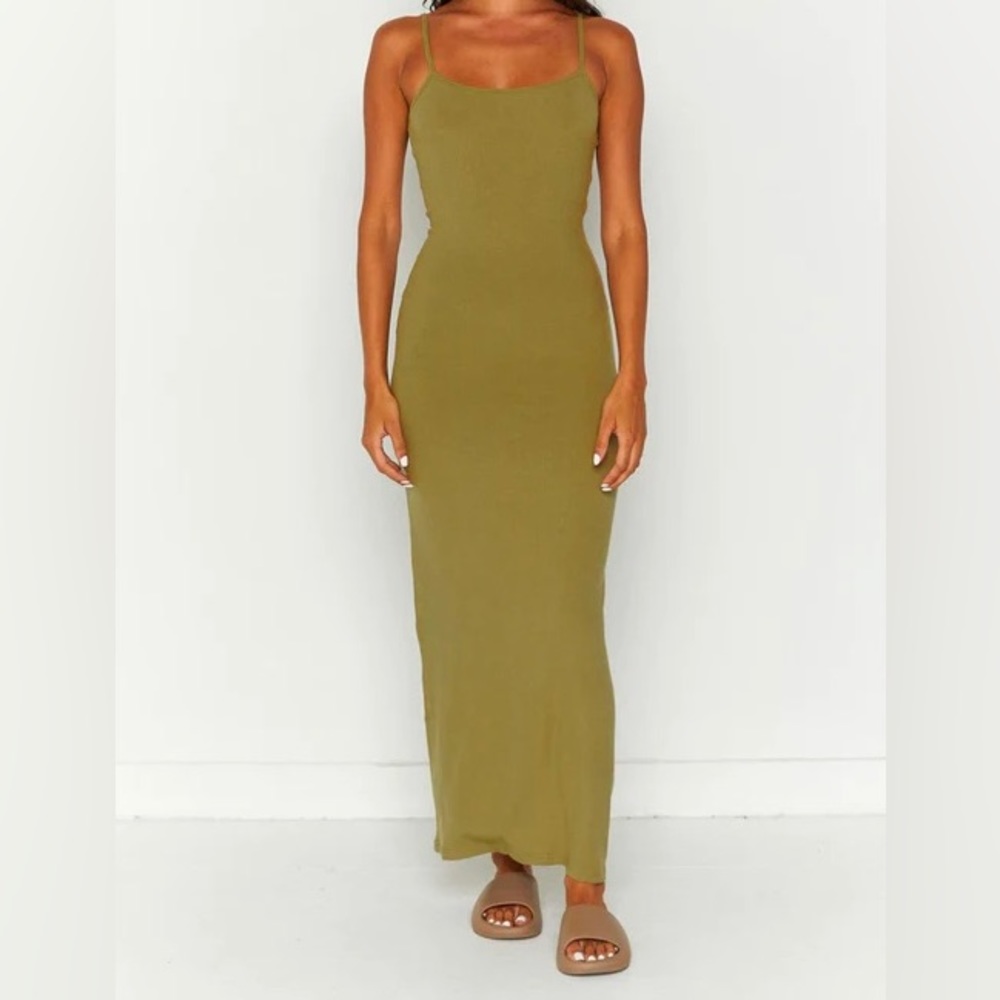 Beginning Boutique - Melrose Khaki Maxi Dress